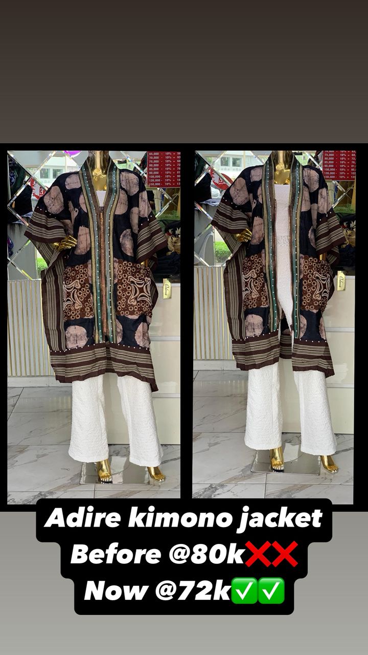 Adire Kimono Jacket With ZIP and Pocket Emb